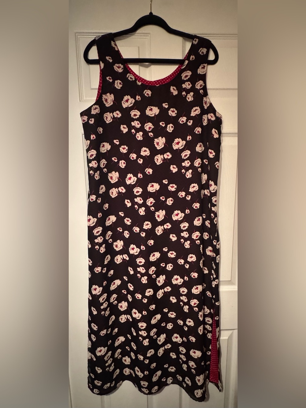 Boutique Sz XL Reversible Black Floral Maxi Dress or Red Polka dot